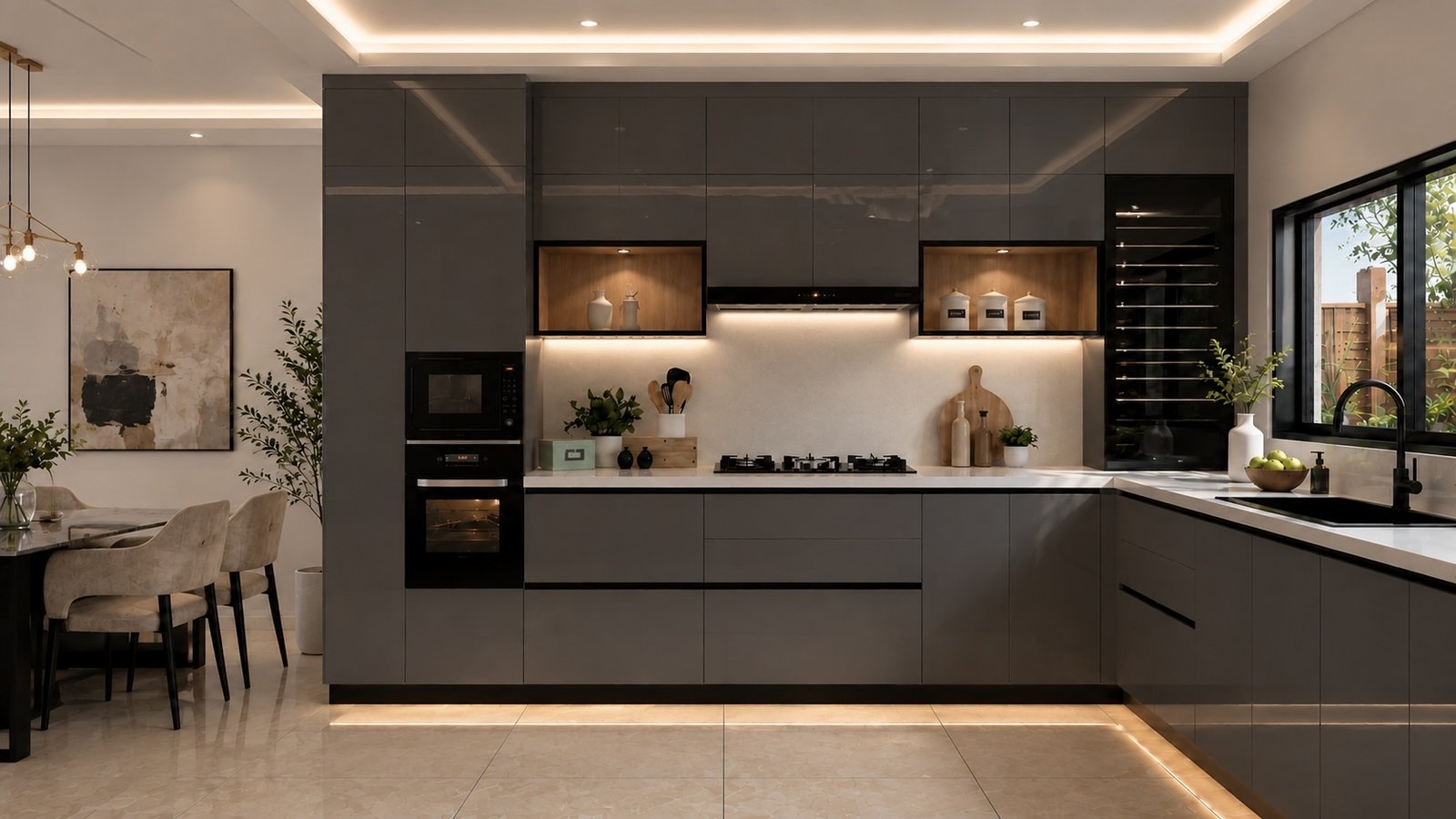 Peninsula Kitchen design in Goa by Vision Design